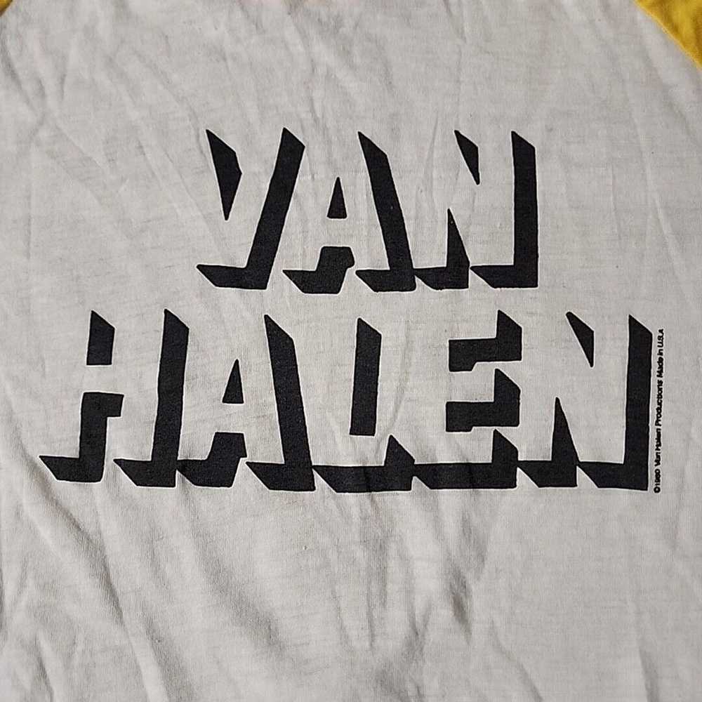 Vintage 1980 Van Halen Invasion L Shirt Yellow Wh… - image 6