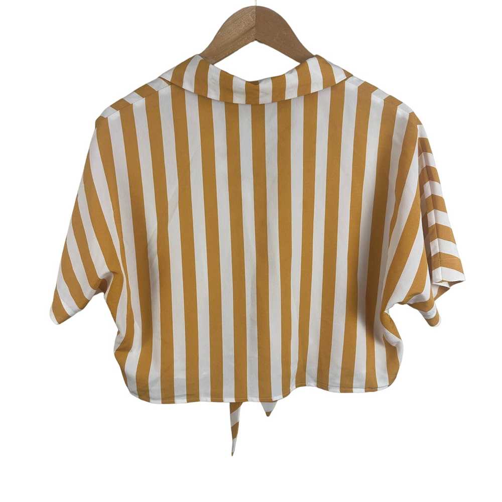 TopShop Mustard Yellow White Stripe Crop Top Butt… - image 2