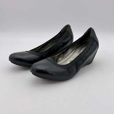 ME TOO Black Swing Wedge Heel Leather Upper Dress… - image 1