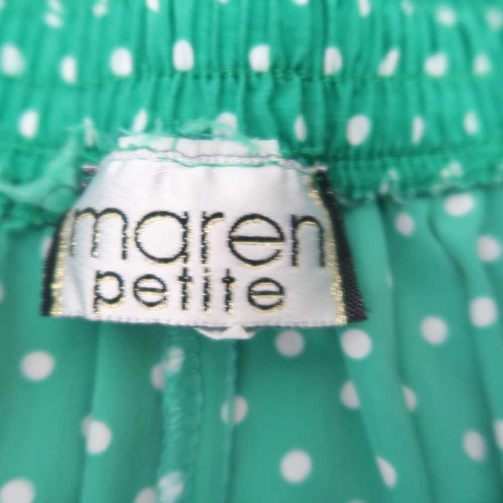 Vintage 80s Maren green and white polka dot print… - image 4