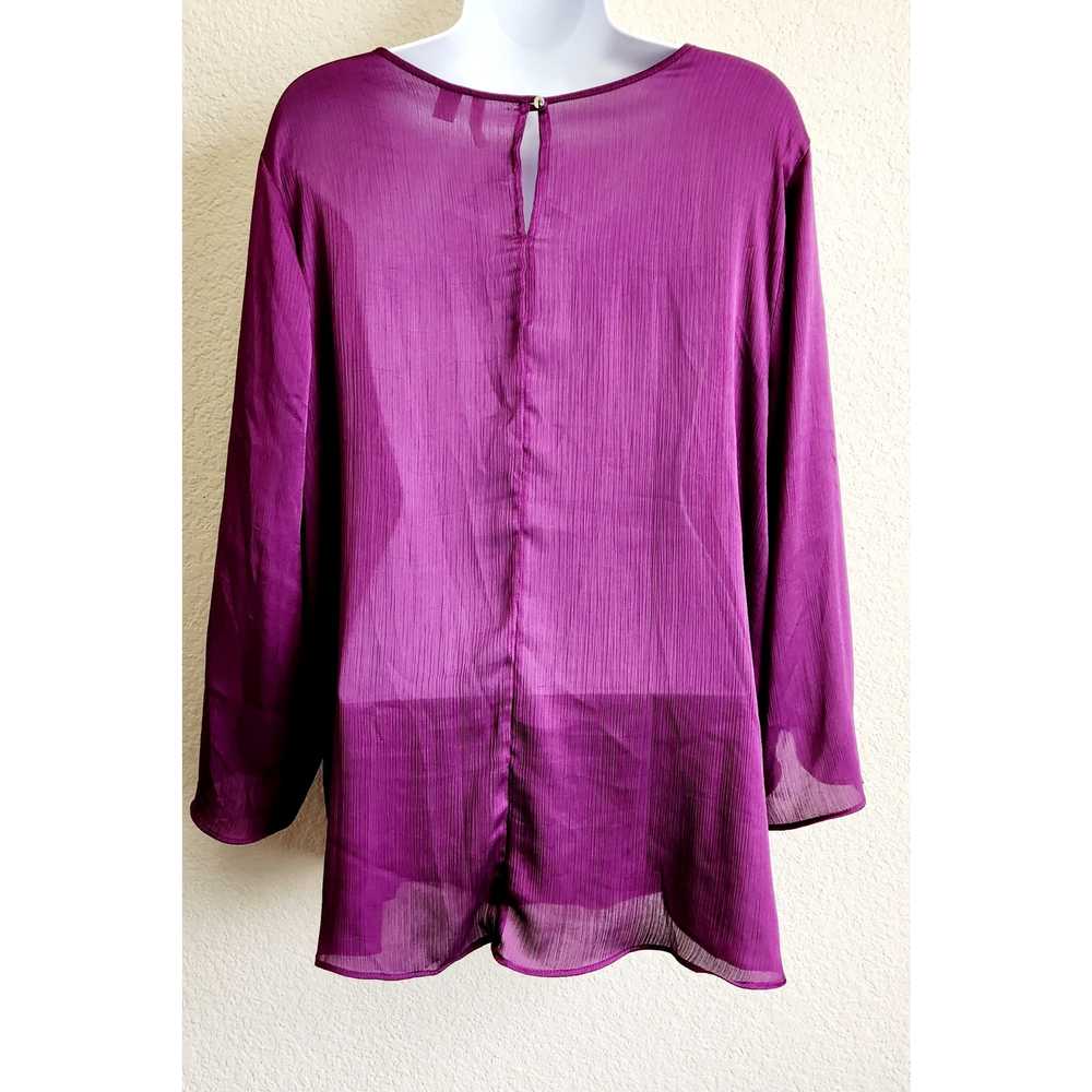 Cato Purple 3/4 Ruched Sleeves Keyhole Neck Top L… - image 3