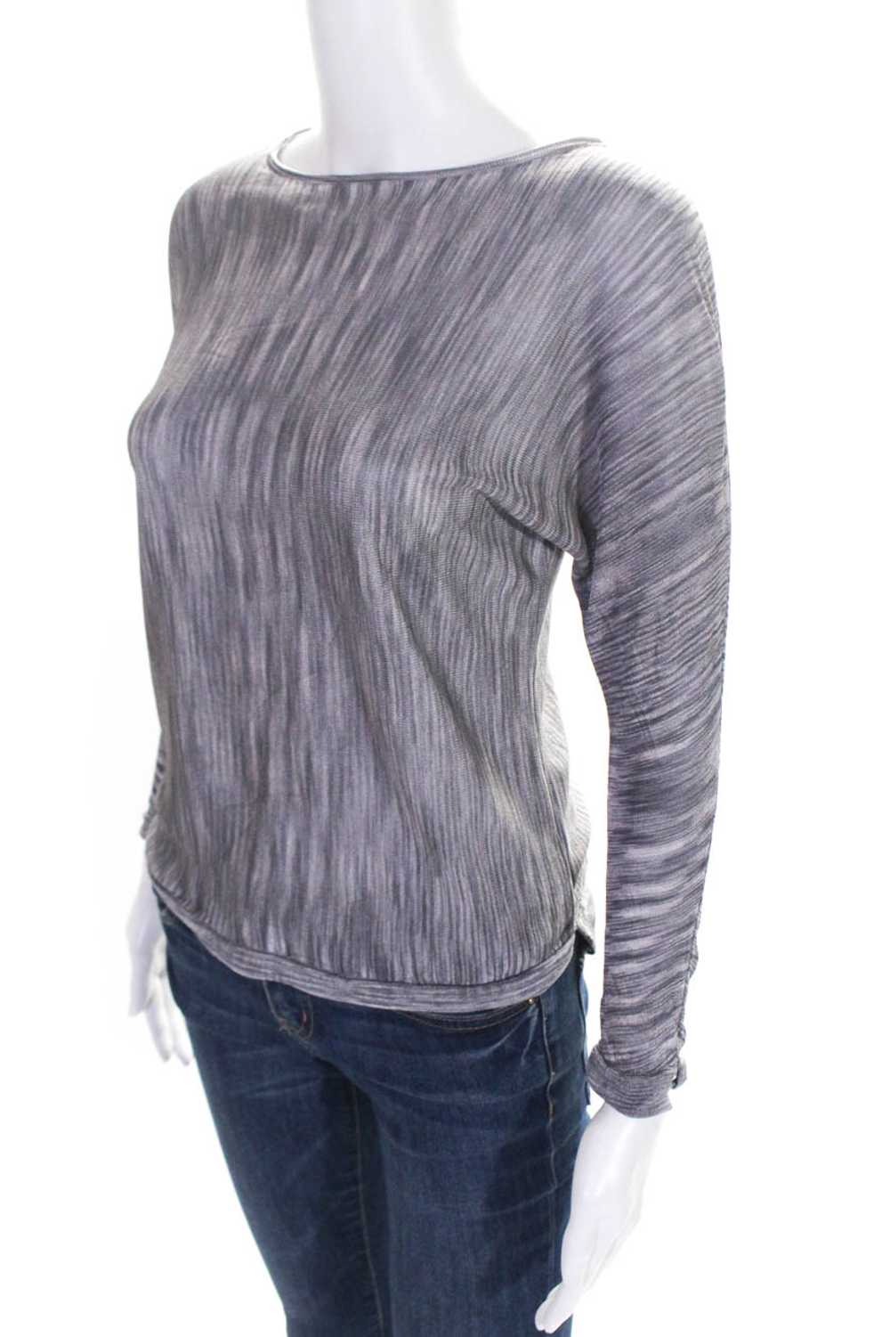 HALSTON Womens Striped Foil Gunmetal Sweater Swea… - image 2