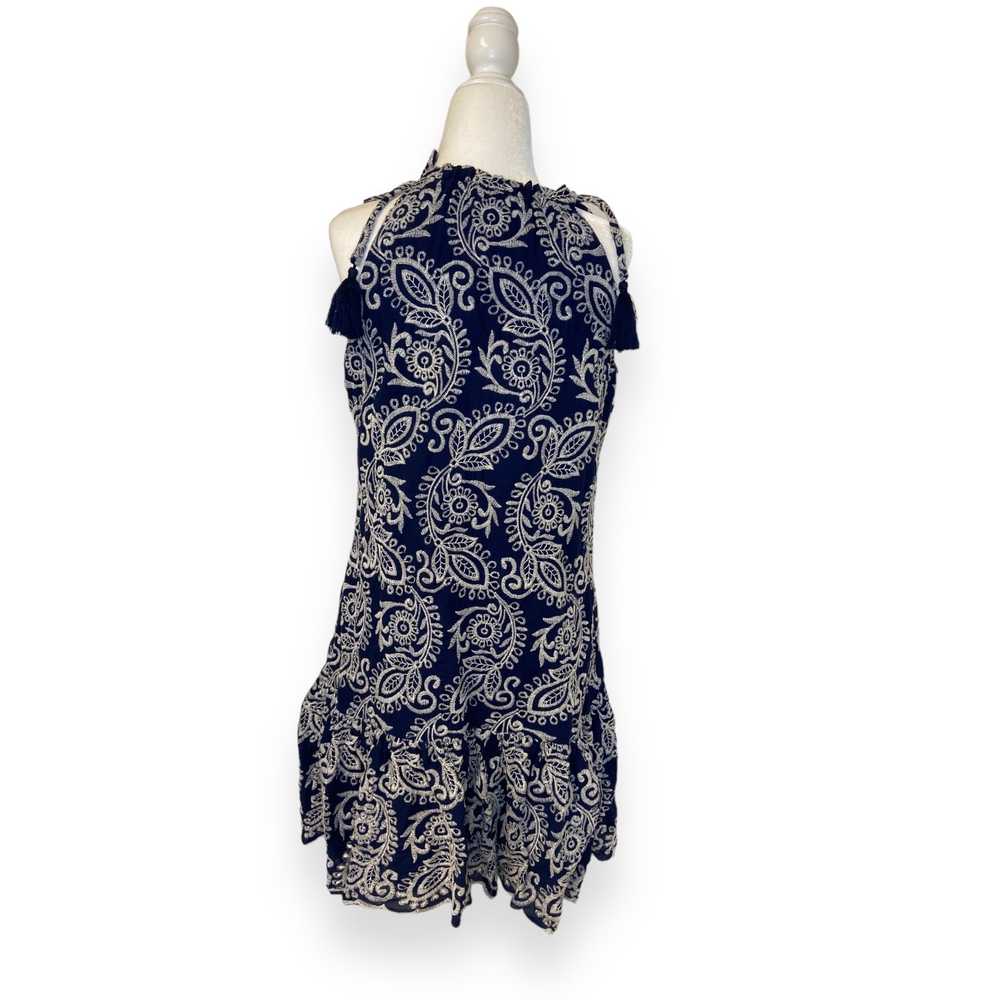Taylor Embroidered Paisley Navy Blue & White Flou… - image 3