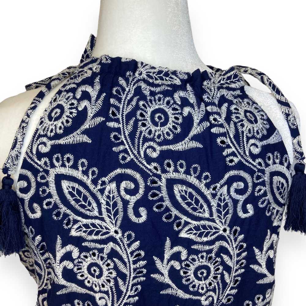 Taylor Embroidered Paisley Navy Blue & White Flou… - image 4