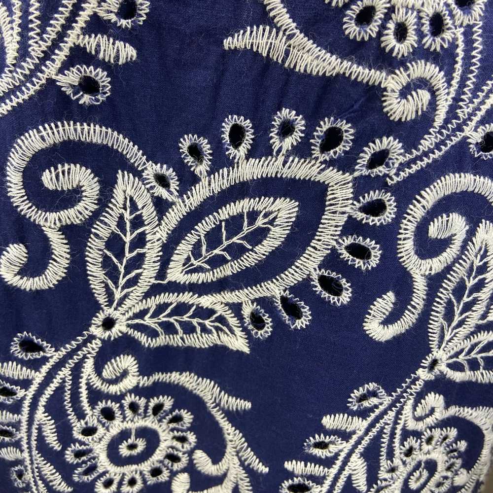 Taylor Embroidered Paisley Navy Blue & White Flou… - image 7
