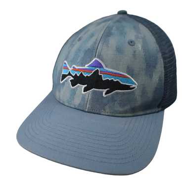 Patagonia Fitz Roy Trout Logo Mesh Trucker Hat Bl… - image 1