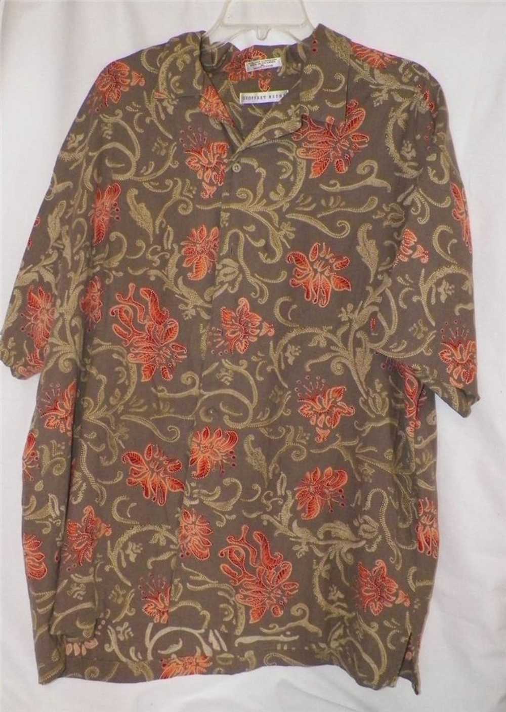 Geoffrey Beene Hawaiian Shirt Size XL Flowers Sea… - image 1