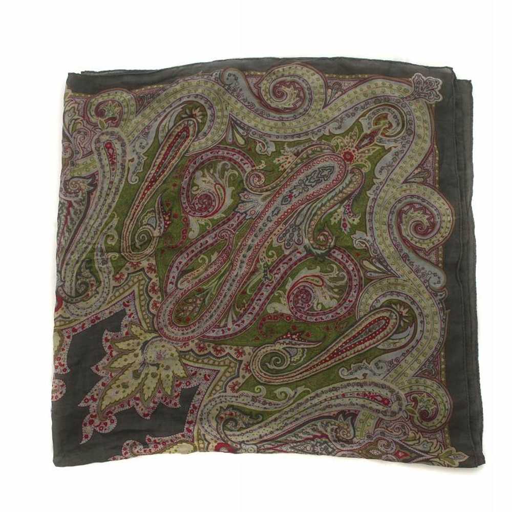 Etro Scarf Paisley Pattern Large Size Silk Wool G… - image 1
