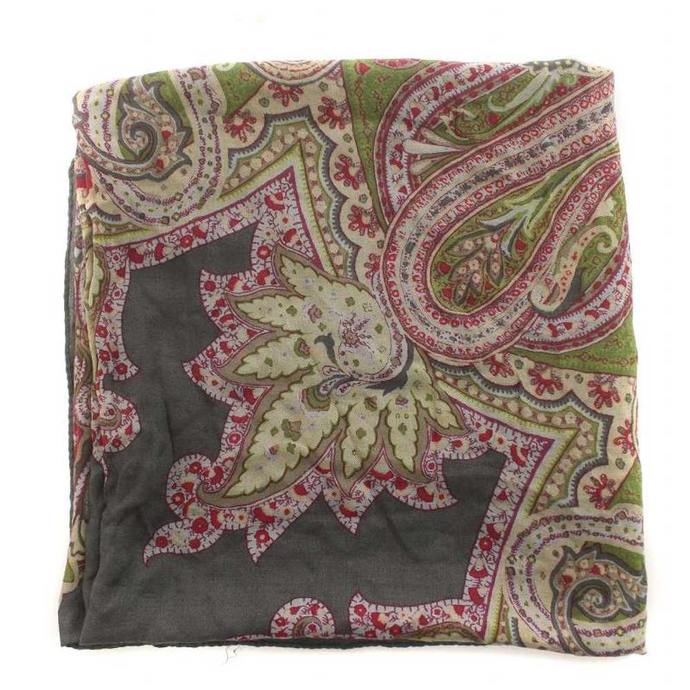 Etro Scarf Paisley Pattern Large Size Silk Wool G… - image 3