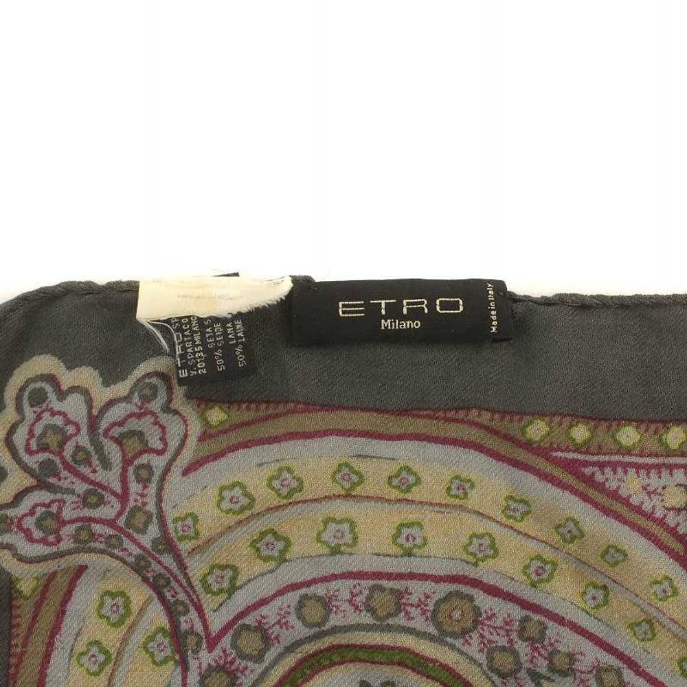 Etro Scarf Paisley Pattern Large Size Silk Wool G… - image 5