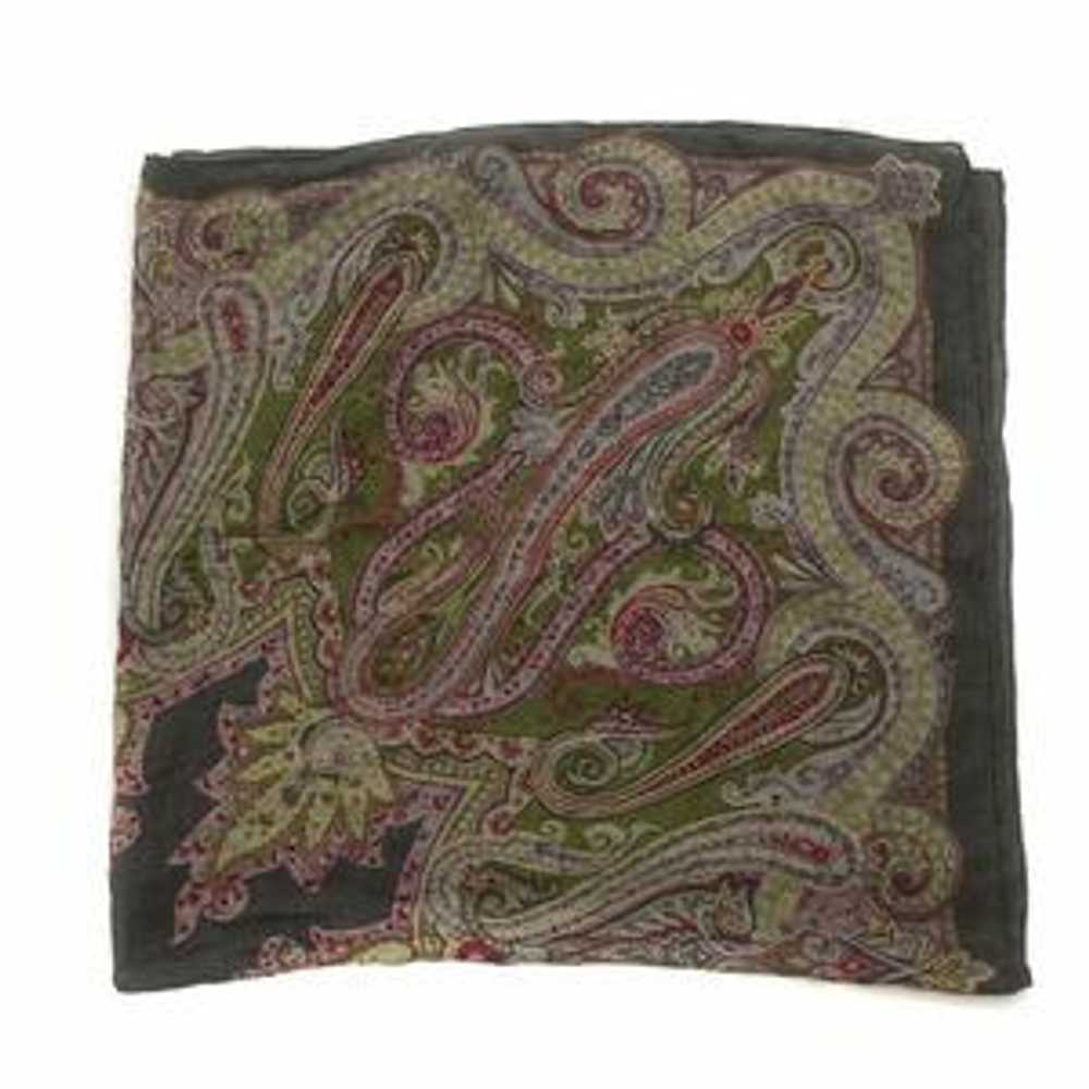 Etro Scarf Paisley Pattern Large Size Silk Wool G… - image 7