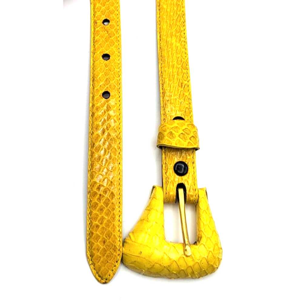 Vintage Yellow Snakeskin Leather Belt Narrow Made… - image 2