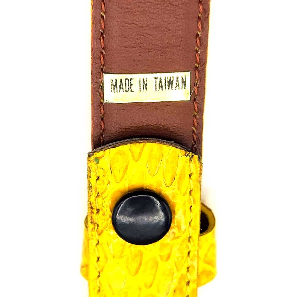 Vintage Yellow Snakeskin Leather Belt Narrow Made… - image 5