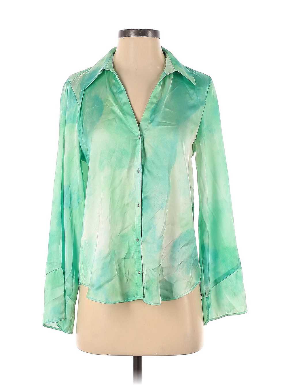 Zara Women Green Long Sleeve Blouse S - image 1