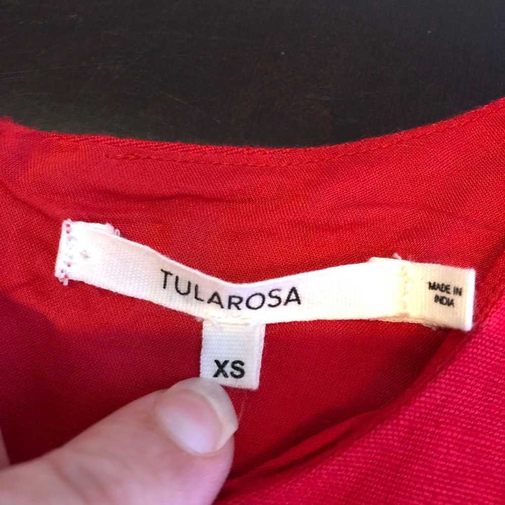Tularosa red linen blend fringe tassel trim dress… - image 10
