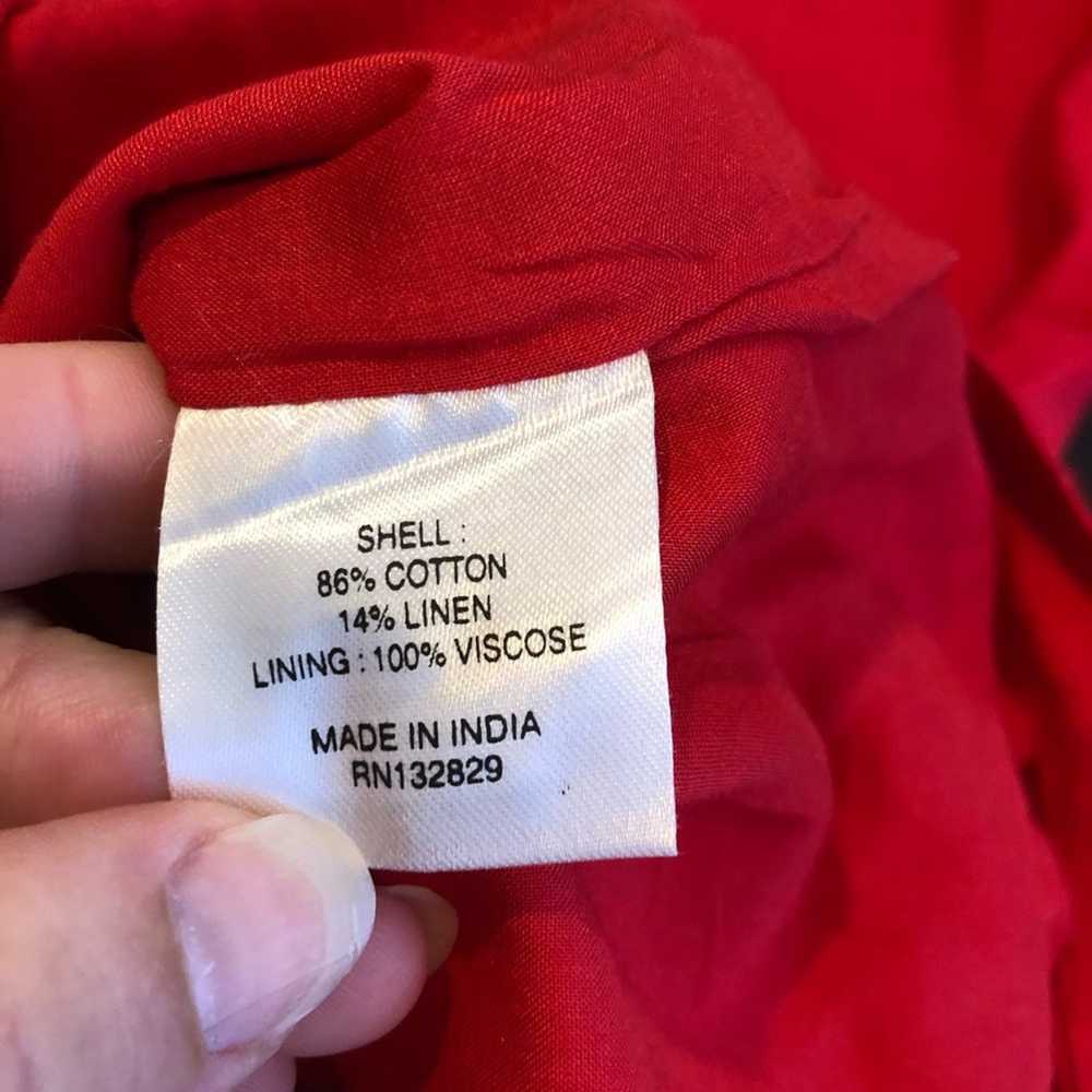 Tularosa red linen blend fringe tassel trim dress… - image 11
