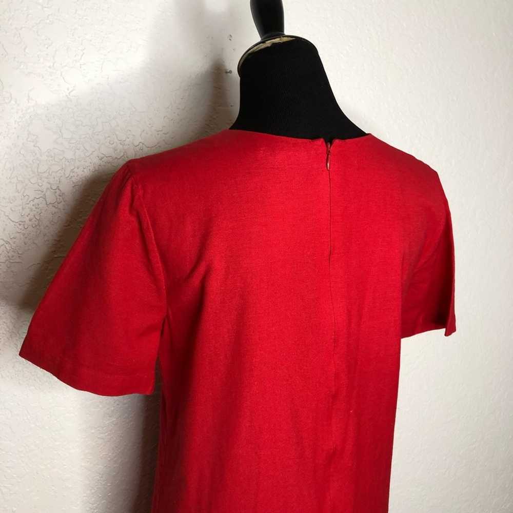 Tularosa red linen blend fringe tassel trim dress… - image 8