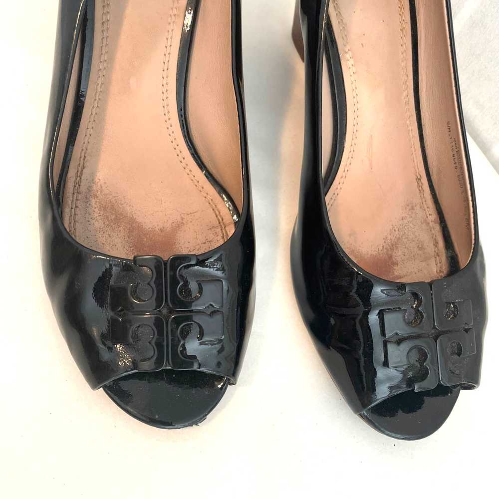 Tory Burch Sz 8 Lowell Wedge Patent Leather Peep … - image 3