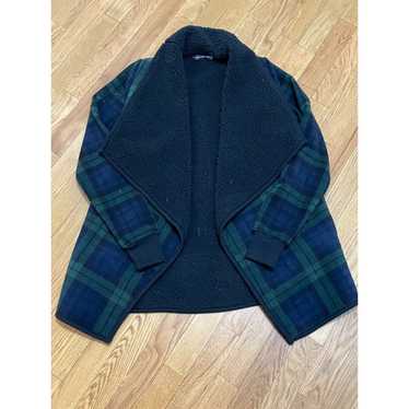 Abercrombie and Fitch Black Sherpa Green & Blue t… - image 1