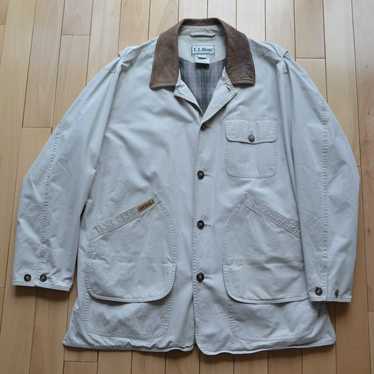 LL Bean Chore Coat Tan Leather Collar Size L - image 1