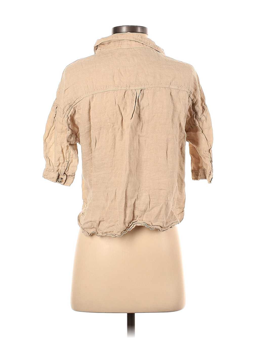 Zara Women Brown Short Sleeve Button-Down Shirt S - image 2