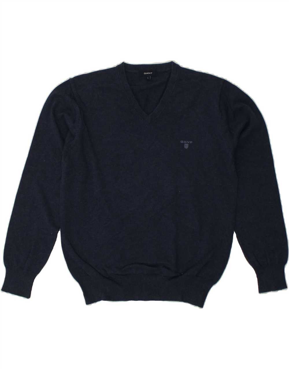 GANT Mens V-Neck Jumper Sweater Large Navy Blue C… - image 1