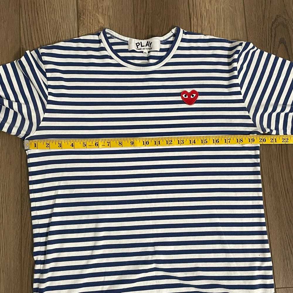 Comme des Garcons Play T-Shirt Blue Stripe 3/4 Sl… - image 12