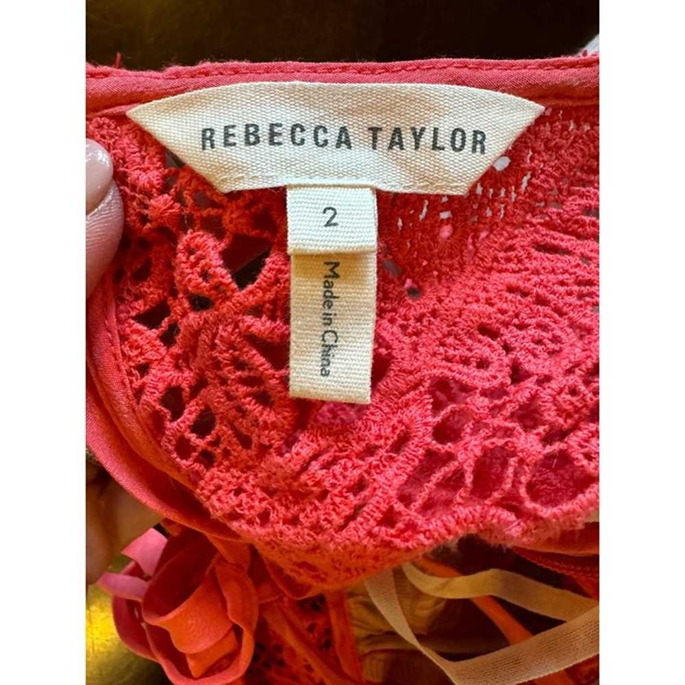 Rebecca Taylor Shirt Women 2 Pink Lace Floral Jac… - image 10