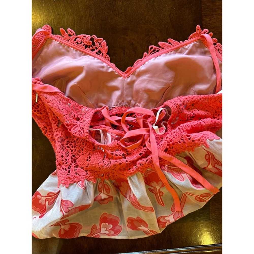 Rebecca Taylor Shirt Women 2 Pink Lace Floral Jac… - image 9
