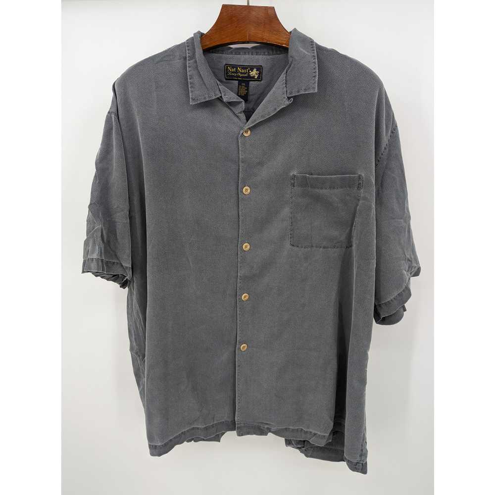 Vintage NAT NAST Silk Blend Gray Button Down Men'… - image 1