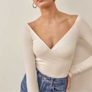 Reformation Minnie ribbed long sleeve top size la… - image 1