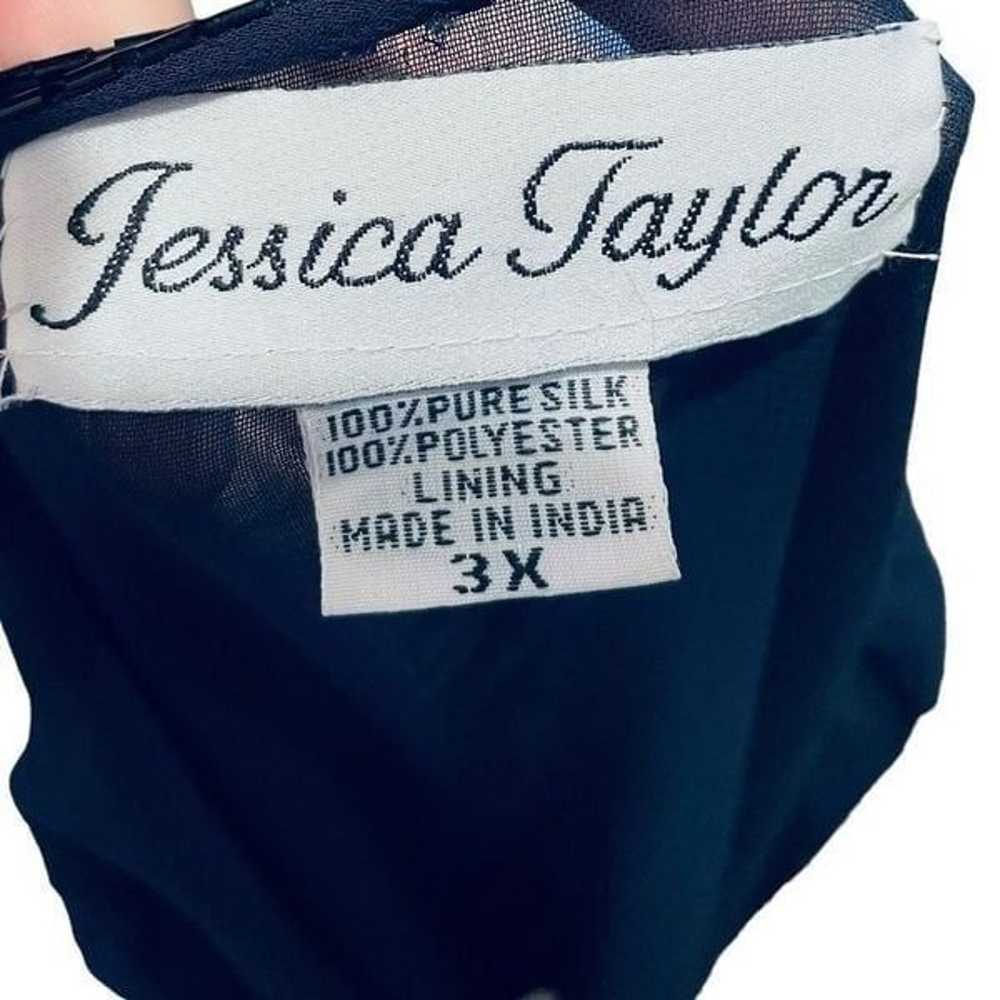 Jessica Taylor Vintage Blue Silver Sheer Silk Bea… - image 7