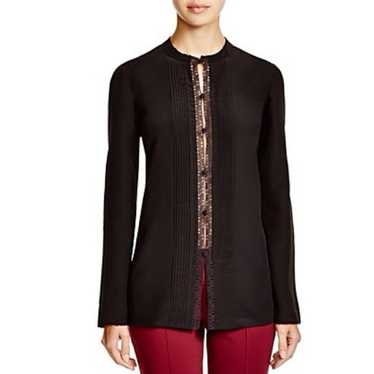 TORY BURCH Black Pleated Bib Silk Shirt