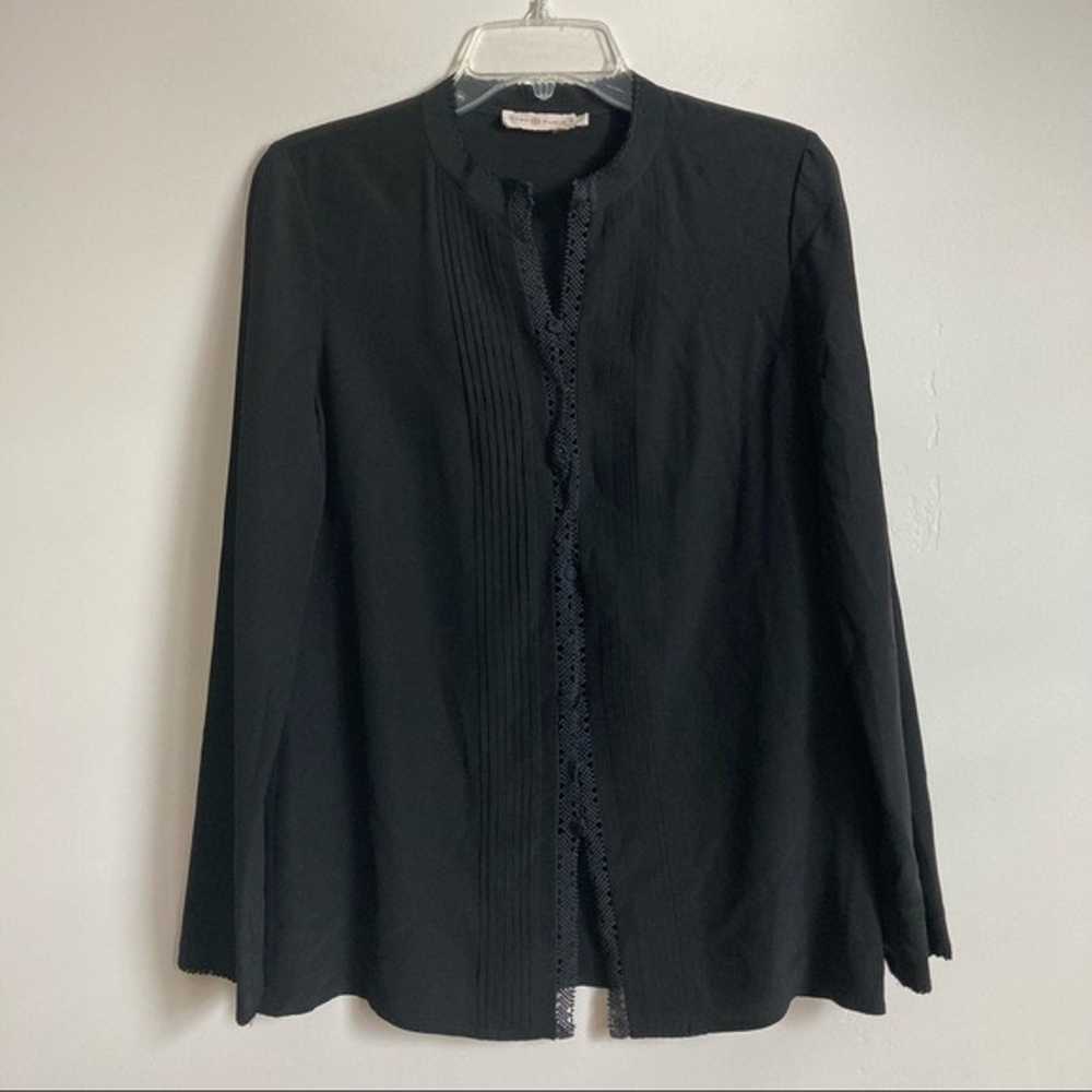 TORY BURCH Black Pleated Bib Silk Shirt - image 3
