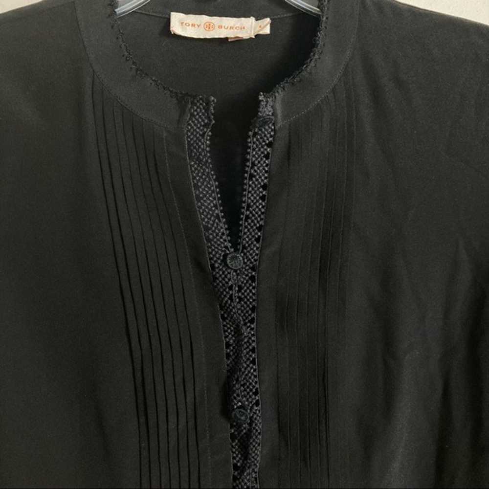 TORY BURCH Black Pleated Bib Silk Shirt - image 6