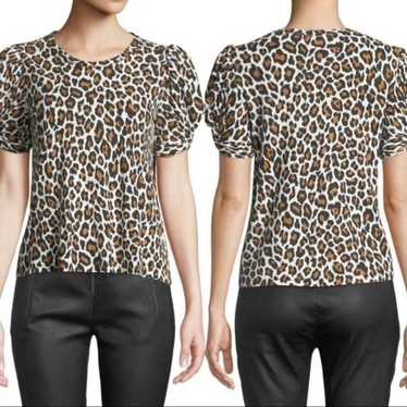 A.L.C Kati Leopard Animal Print Twist Short Sleev… - image 1