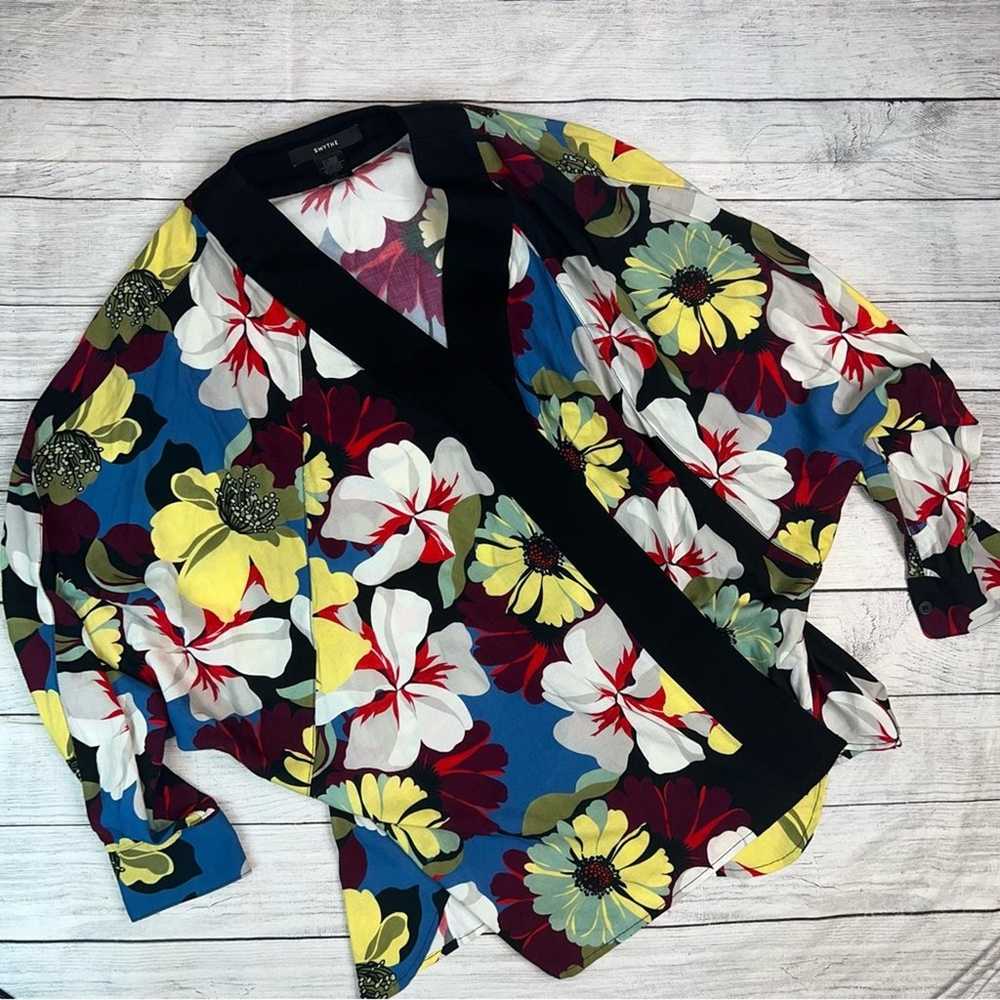 SMYTHE Blocked Kimono Blouse Multicolor Floral wi… - image 6