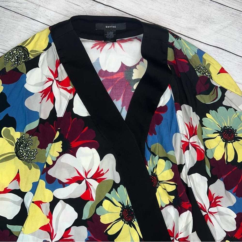 SMYTHE Blocked Kimono Blouse Multicolor Floral wi… - image 7