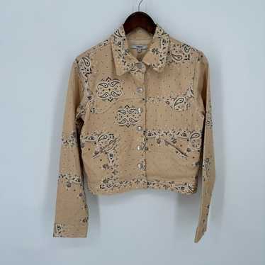 Miaou Lex Bandana Print Cropped Denim Jacket Size… - image 1