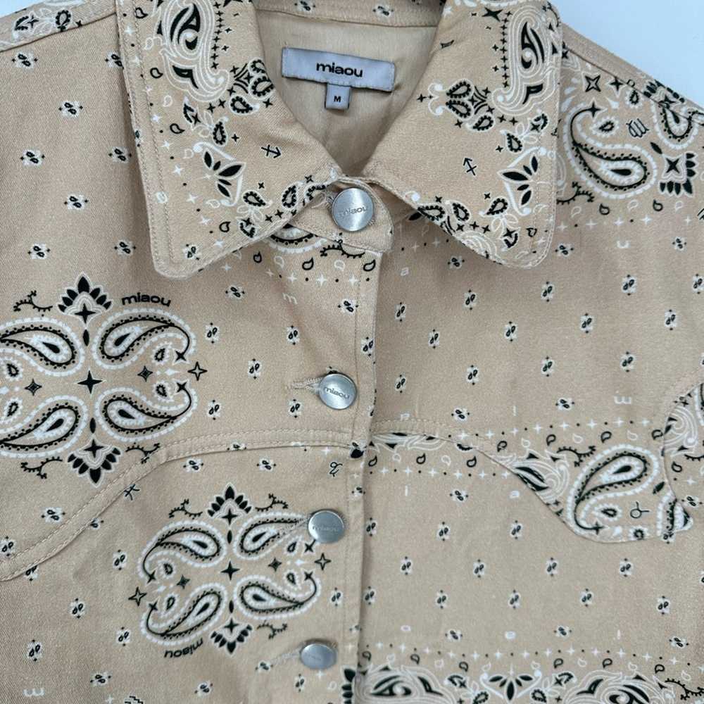 Miaou Lex Bandana Print Cropped Denim Jacket Size… - image 3