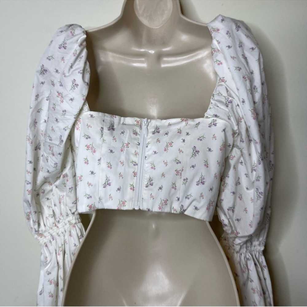 House of CB White Floral Cropped Corset Top sz L - image 7