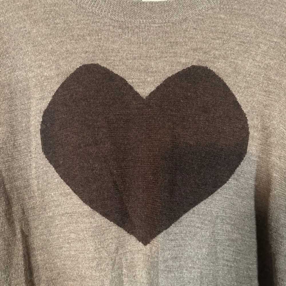 Garnet Hill Brown Wool Long Sleeve Heart Pullover… - image 3
