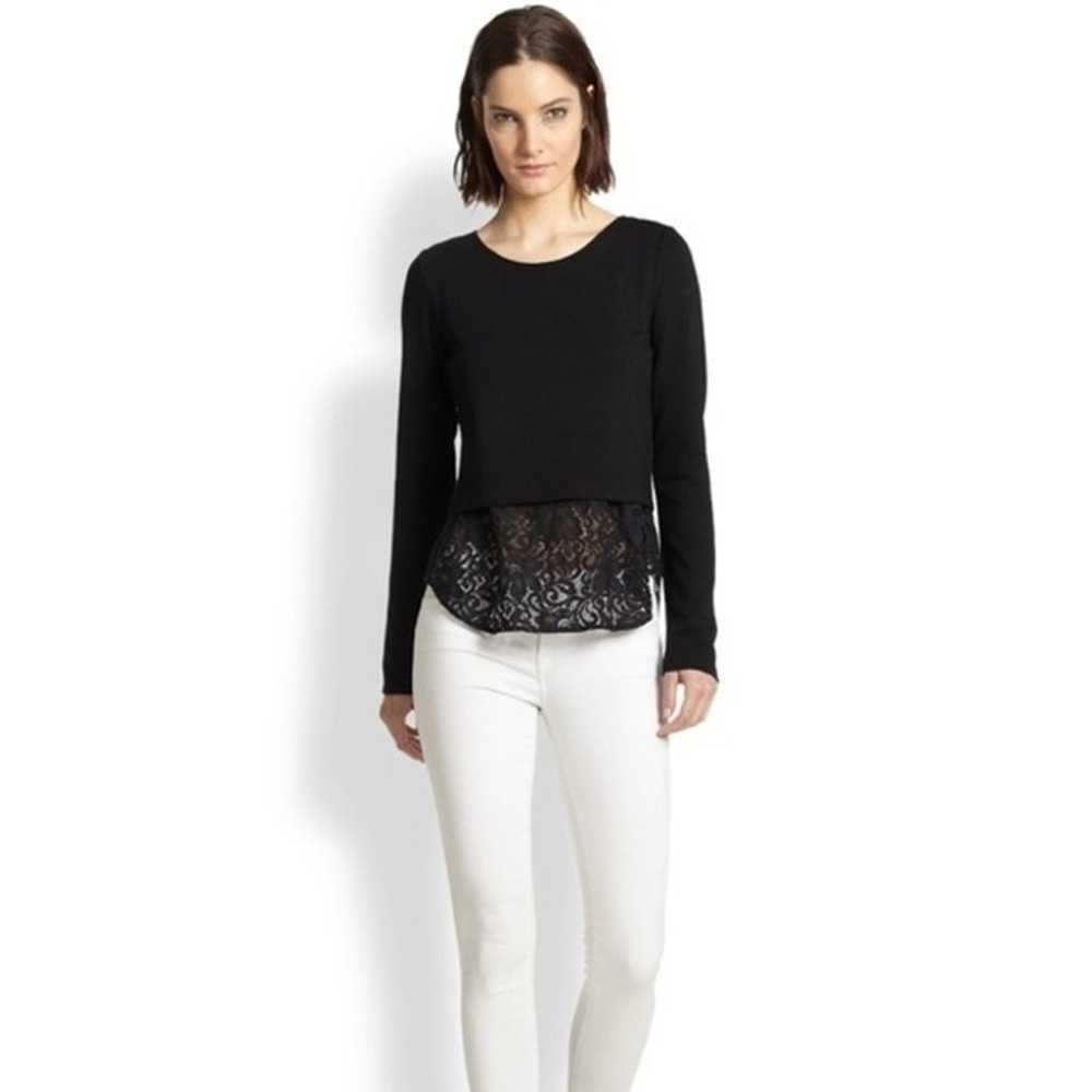 Theory Jersey Bente Lace-hem Size P Black Sweater - image 2