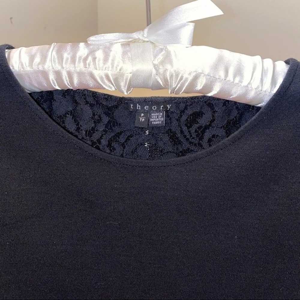 Theory Jersey Bente Lace-hem Size P Black Sweater - image 5