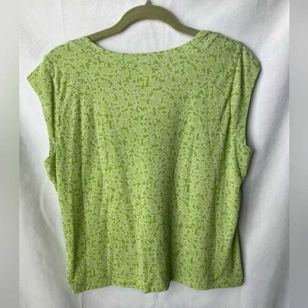 Floral Mesh Sleeveless Lined Top Green Tie Front … - image 6
