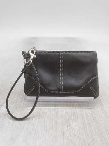 Coach Vintage Black Leather Wristlet Handbag Purse