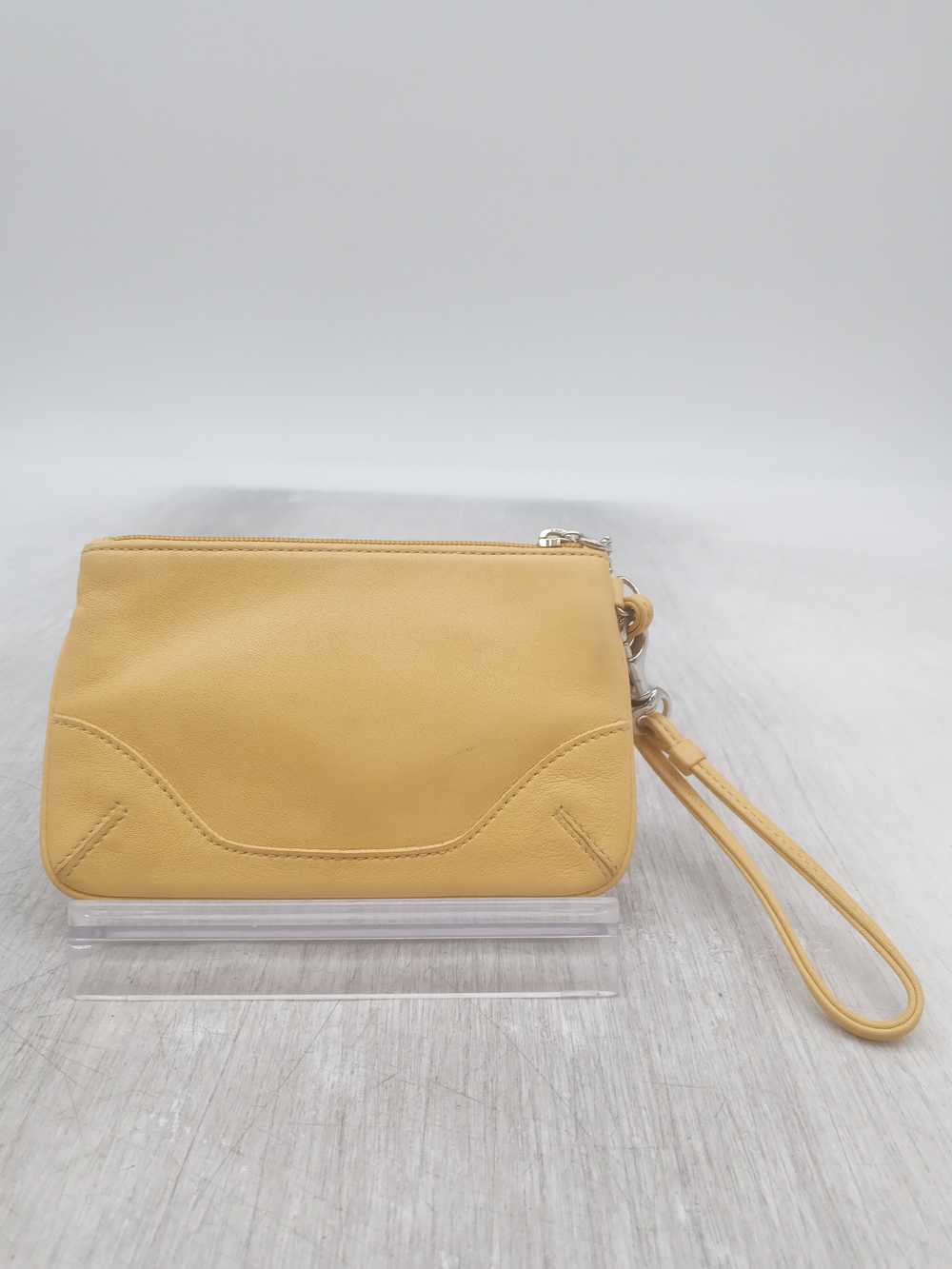 Coach Vintage Yellow Leather Wristlet Handbag Pur… - image 2