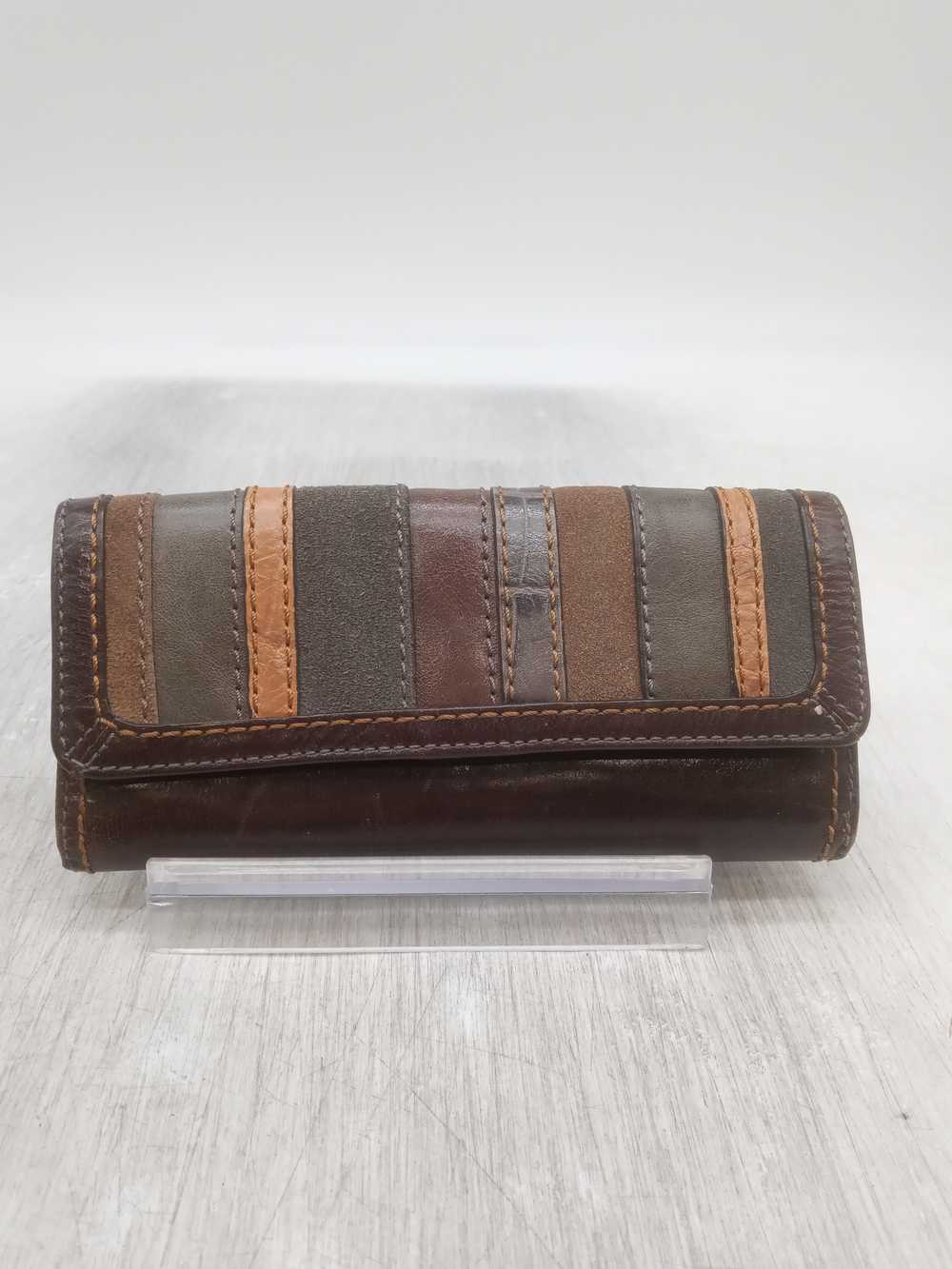 Fossil Vintage Brown Suede & Leather Trifold Wall… - image 1