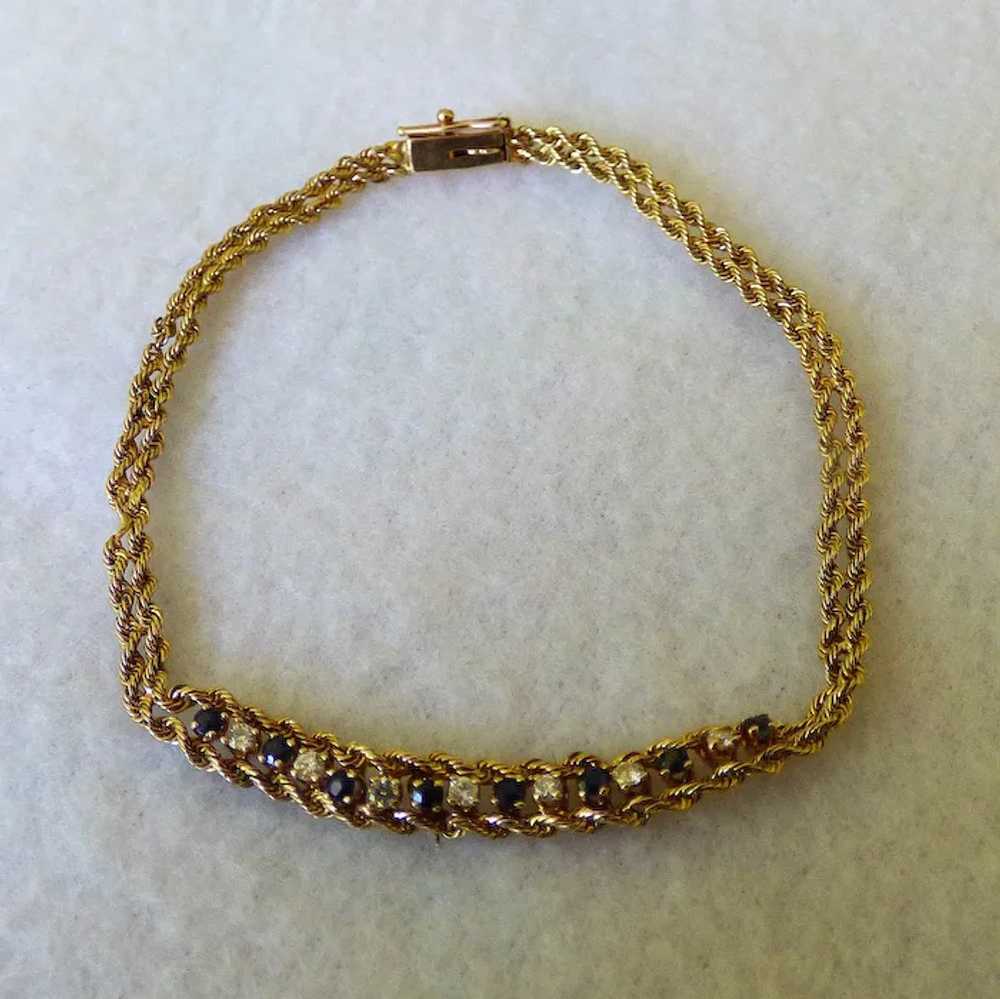 14k Bracelet With Diamonds & Sapphires - image 2