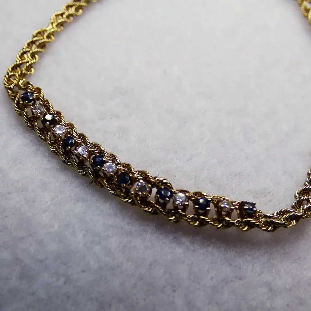 14k Bracelet With Diamonds & Sapphires - image 4